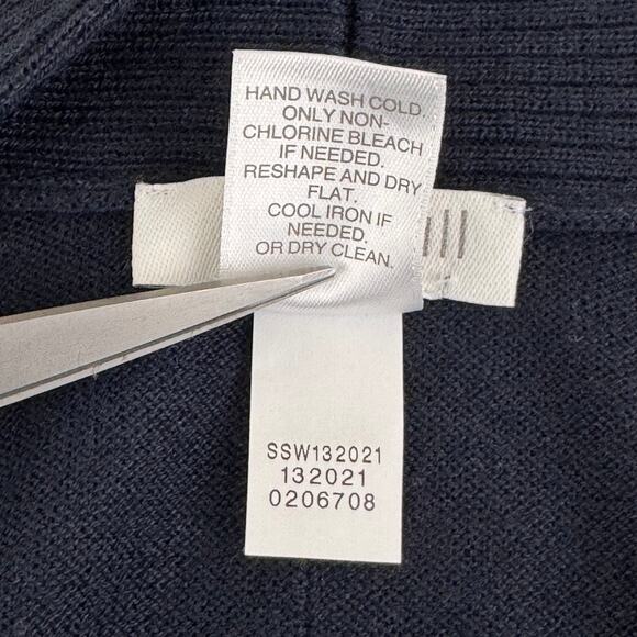 J. Jill Sweater Women's M Navy Blue Wool Blend Lightweight Open Front Cardigan - Picture 6 of 8